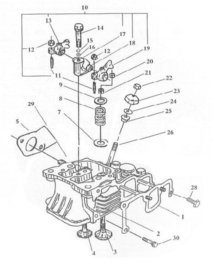 Yanmar Clone single bolt fastener on Rocker Arm Assembly Yanmar Clone single bolt fastener on Rocker Arm Assembly